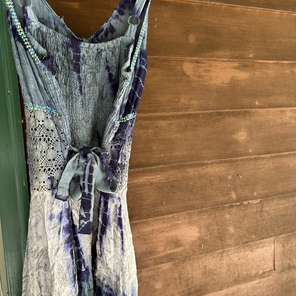 Elegant Backless Tie-Dye Dress